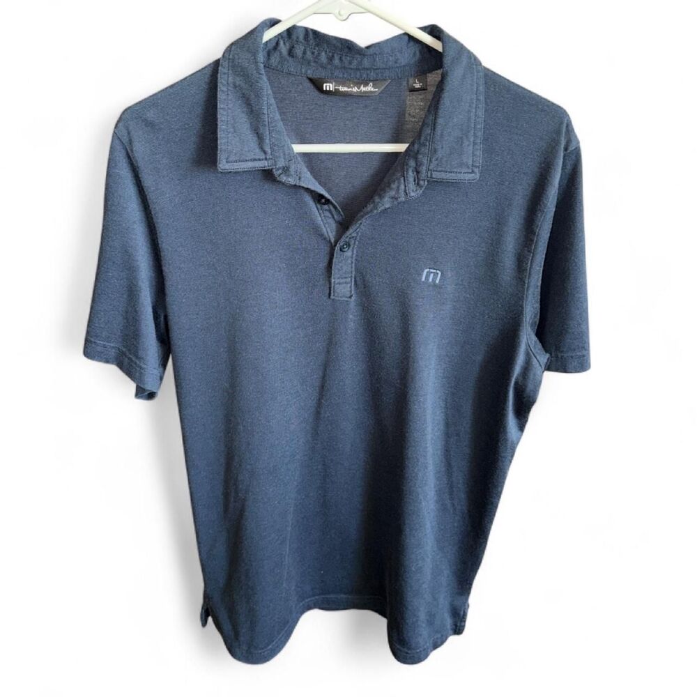 TravisMathew Men's Navy Blue Short Sleeve Golf Polo Shirt Size L